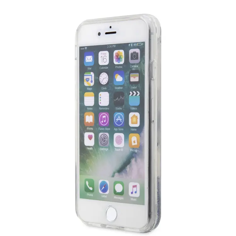 iPhone SE (3. Nesil) Sıvılı Simli Karl Head Desenli Kılıf - Karl Lagerfeld