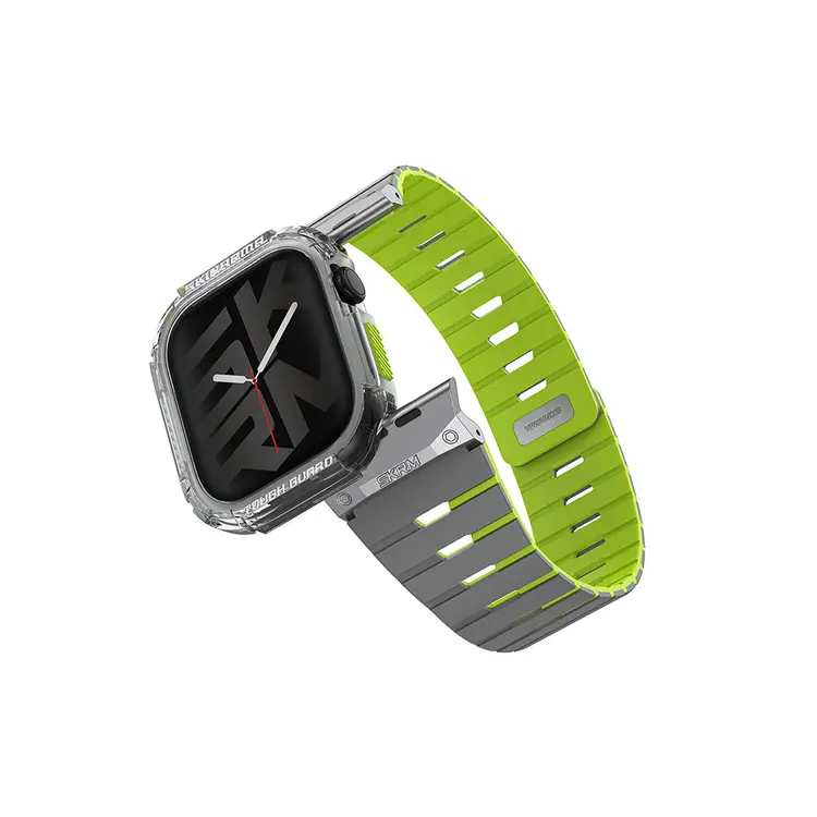 Apple Watch 46 mm Kasa Koruyucu + Silikon Kordon Seti - Skinarma Nightglow Atom