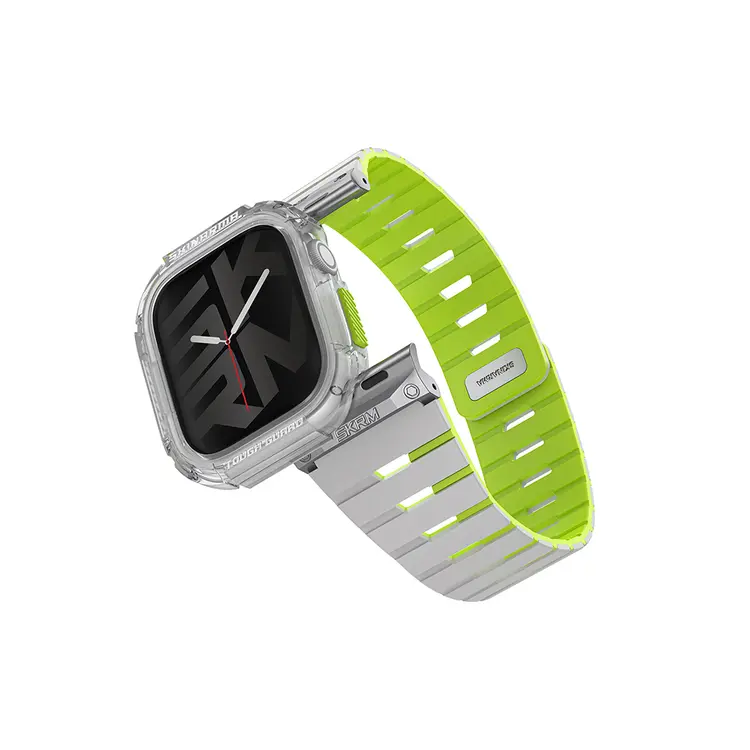Apple Watch 42 mm TPU Kasa Koruyucu ve Silikon Kordon Seti - Skinarma Nightglow Atom Gemini