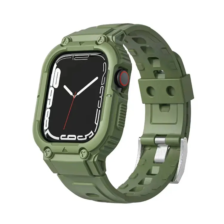 Apple Watch 44 mm Uyumlu 2'si 1 Arada Kasa Koruyuculu Kordon - Wiwu Armor