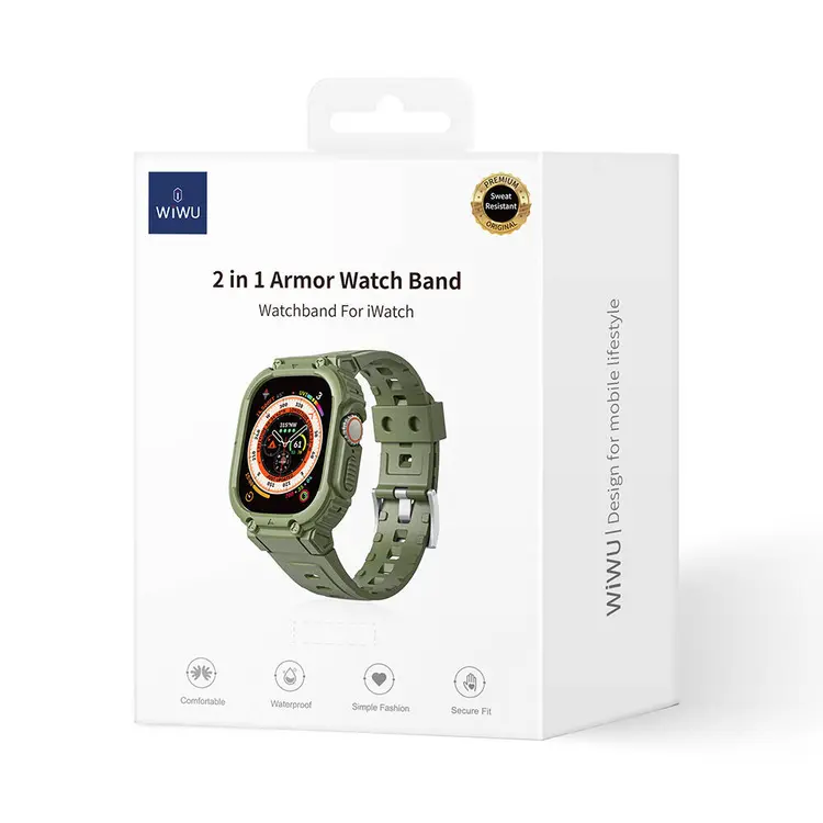 Apple Watch 44 mm Uyumlu 2'si 1 Arada Kasa Koruyuculu Kordon - Wiwu Armor