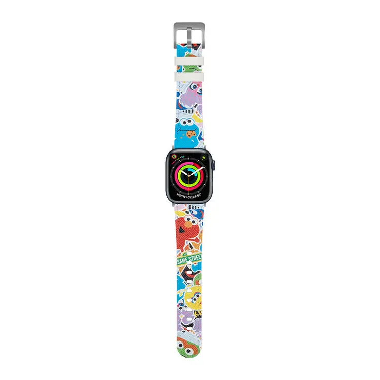 Apple Watch 40 mm Sesame Street Desenli Deri Saat Kordonu - Casebang