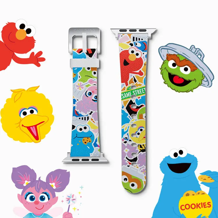 Apple Watch 40 mm Sesame Street Desenli Deri Saat Kordonu - Casebang