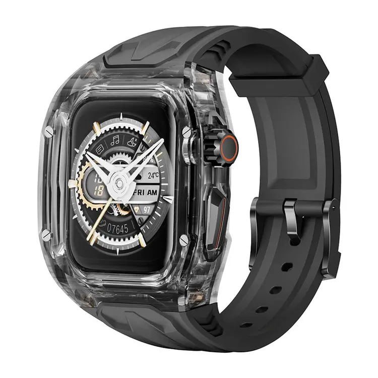 Apple Watch 42 mm Şeffaf Kasa Koruyuculu Kauçuk Kordon - Wiwu Rambo