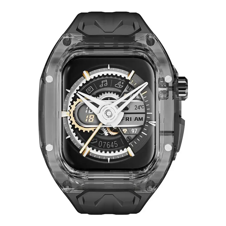 Apple Watch 42 mm Şeffaf Kasa Koruyuculu Kauçuk Kordon - Wiwu Rambo