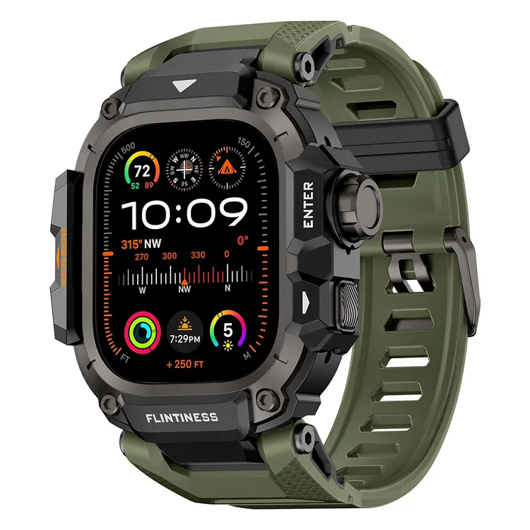 Apple Watch Ultra 49 mm Kasa Koruyuculu Silikon Kordon - Mohseven Punk Fortress