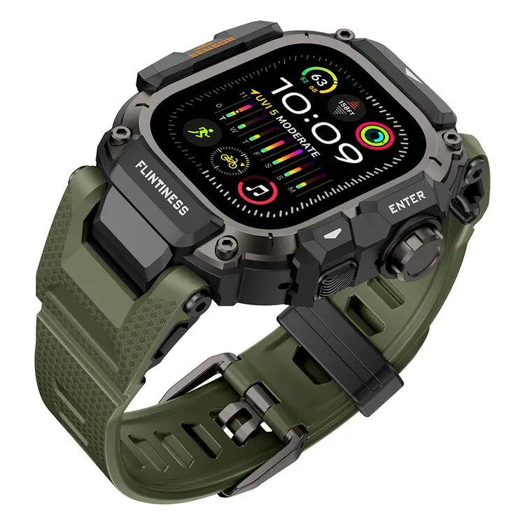 Apple Watch Ultra 49 mm Kasa Koruyuculu Silikon Kordon - Mohseven Punk Fortress