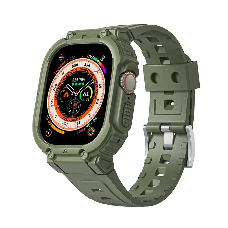 Apple Watch Ultra 49 mm Sert PC Kasa Koruyuculu Silikon Kordon - Wiwu Armor