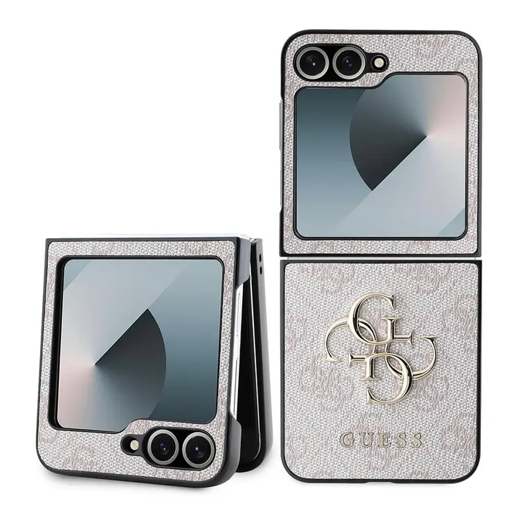Galaxy Z Flip 6 Deri Görünümlü Metal Logolu Kılıf - Guess Lisanslı