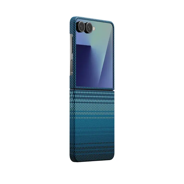 Galaxy Z Flip 7 MagSafe Uyumlu Aramid Fiber Kılıf - Pitaka Tactile Woven Sunset-Moonrise