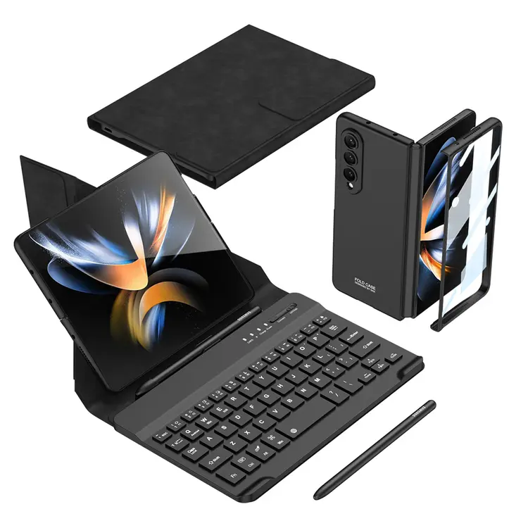 Galaxy Z Fold 4 Kılıf Standlı Bluetooth Klavyeli Zore Kıpta Keyboard Set Kılıf