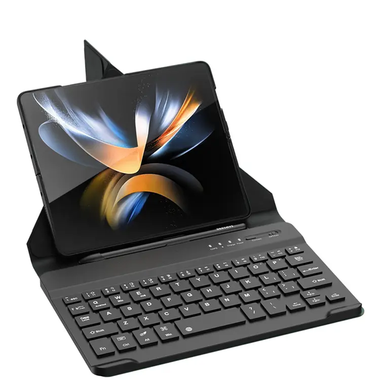 Galaxy Z Fold 4 Kılıf Standlı Bluetooth Klavyeli Zore Kıpta Keyboard Set Kılıf