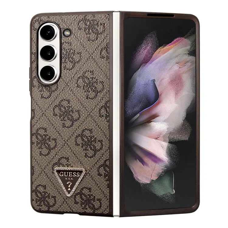 Galaxy Z Fold 5 Kılıf, Lisanslı PU Deri Taşlı Strass Kapak - Guess