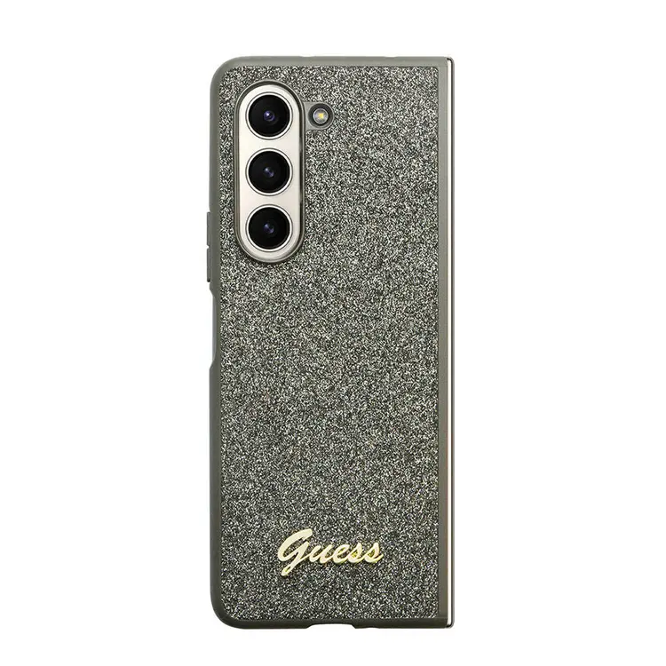 Galaxy Z Fold 5 Kılıf, Guess Lisanslı Glitter Flakes Kapak - Haki