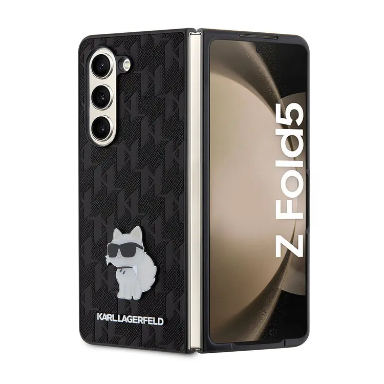 Galaxy Z Fold 5 Kılıf, Lisanslı Choupette Desenli Saffiano Kapak - Karl Lagerfeld
