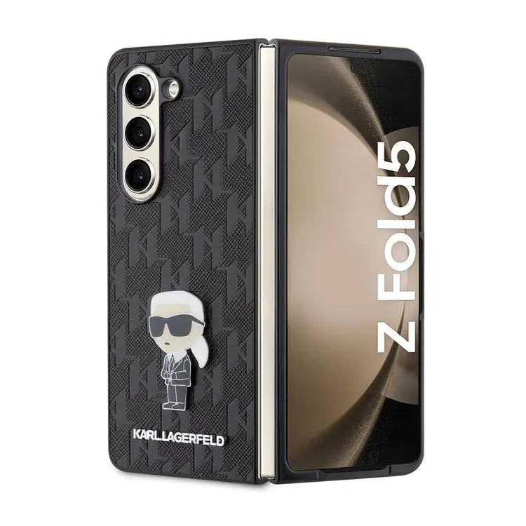 Galaxy Z Fold 5 Kılıf, Lisanslı Karl Lagerfeld Saffiano Kapak