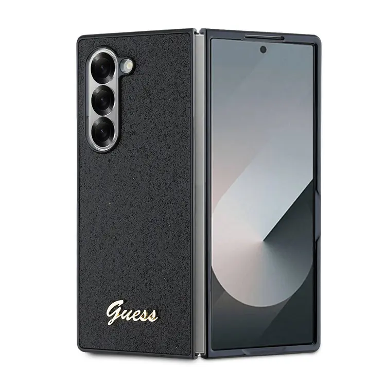 Galaxy Z Fold 6 Kılıf Guess Lisanslı Glitter Script Kapak - Siyah