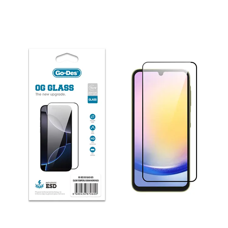 Galaxy A25 Temperli Cam Ekran Koruyucu - Go Des OG Glass