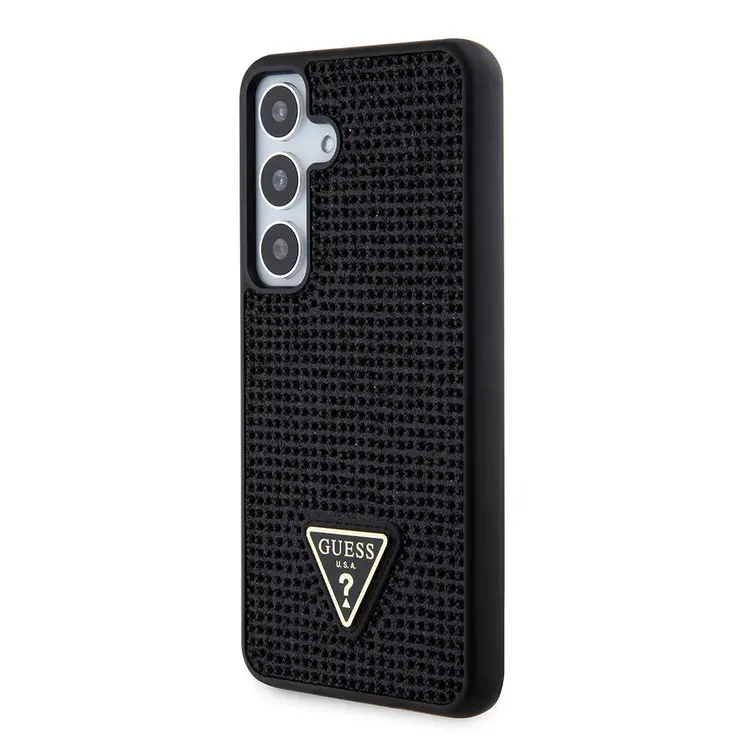 Galaxy S24 Taşlı Arka Yüzey Üçgen Logolu Kılıf - Guess Lisanslı