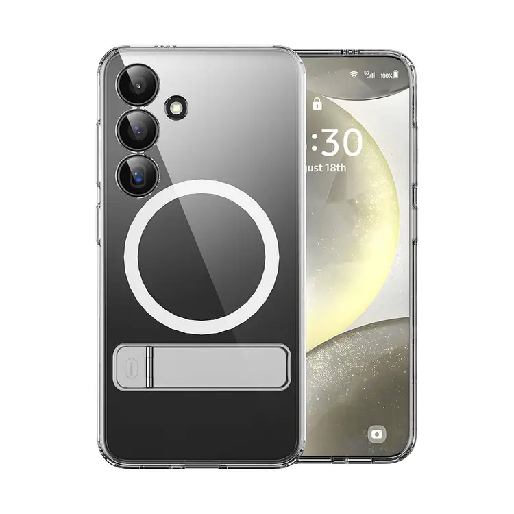 Galaxy S24 Plus MagSafe Uyumlu Şeffaf Standlı Kılıf - Wiwu KCC-025 Aurora