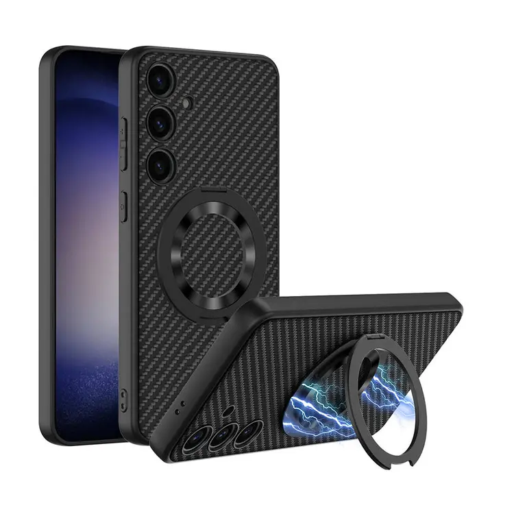 Galaxy S24 Wireless Şarj Özellikli Zore Kıpta Standlı M-safe Silikon Kapak
