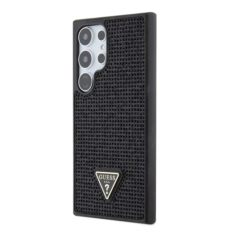 Galaxy S24 Ultra Taşlı Arka Yüzey Üçgen Logolu Kılıf - Guess