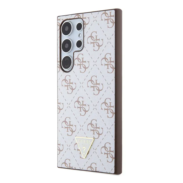 Galaxy S24 Ultra Kılıf Guess Lisanslı PU Üçgen Logo 4G Desenli Kapak