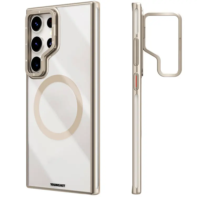 Galaxy S24 Ultra MagSafe Uyumlu Şeffaf Kılıf - Youngkit Crystal Grid