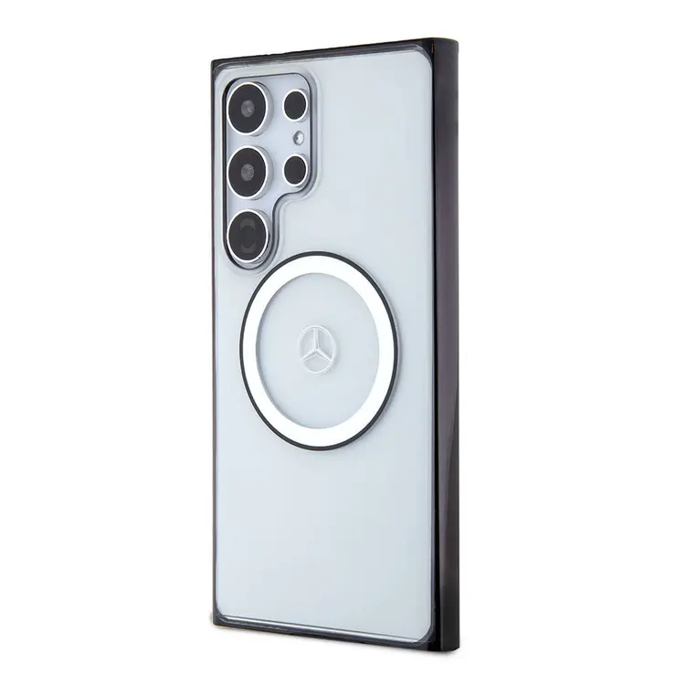 Galaxy S24 Ultra MagSafe Uyumlu Şeffaf Kılıf - Mercedes Benz Black Ring