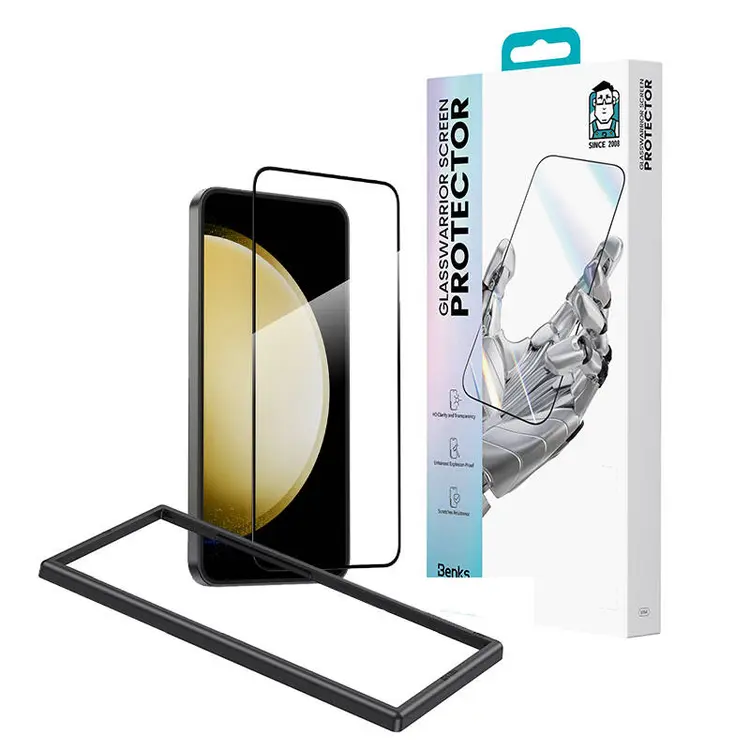Galaxy S25 Temperli Cam Ekran Koruyucu, Uygulama Aparatlı - Benks Glass Warrior