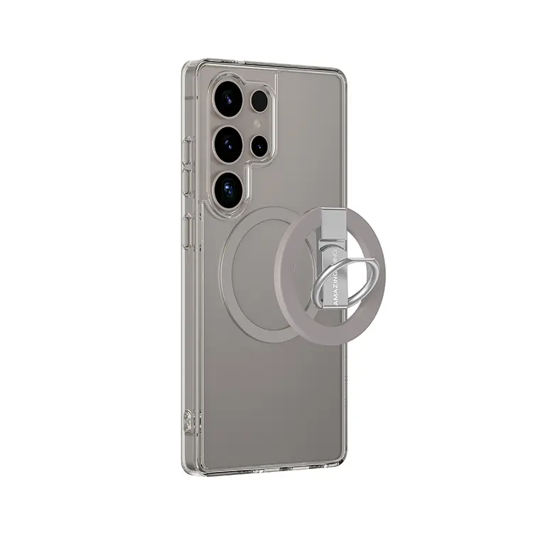 Galaxy S25 Ultra MagSafe Uyumlu Yüzük Standlı Şeffaf Kılıf - Amazingthing Minimal Grip
