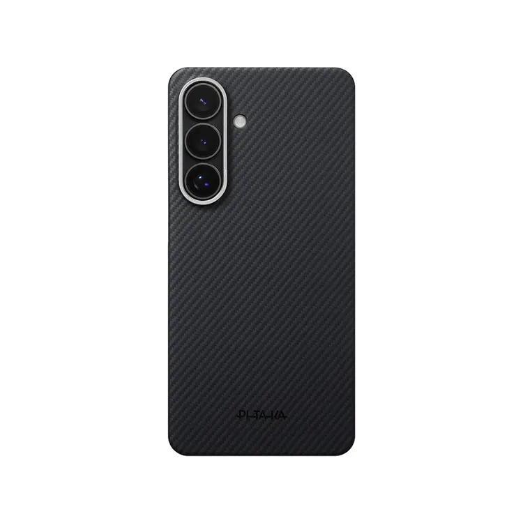 Galaxy S26 MagSafe Uyumlu Aramid Fiber Kılıf - Pitaka Edge Black-Grey Twill