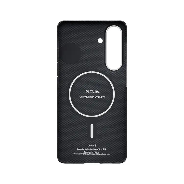 Galaxy S26 MagSafe Uyumlu Aramid Fiber Kılıf - Pitaka Edge Black-Grey Twill